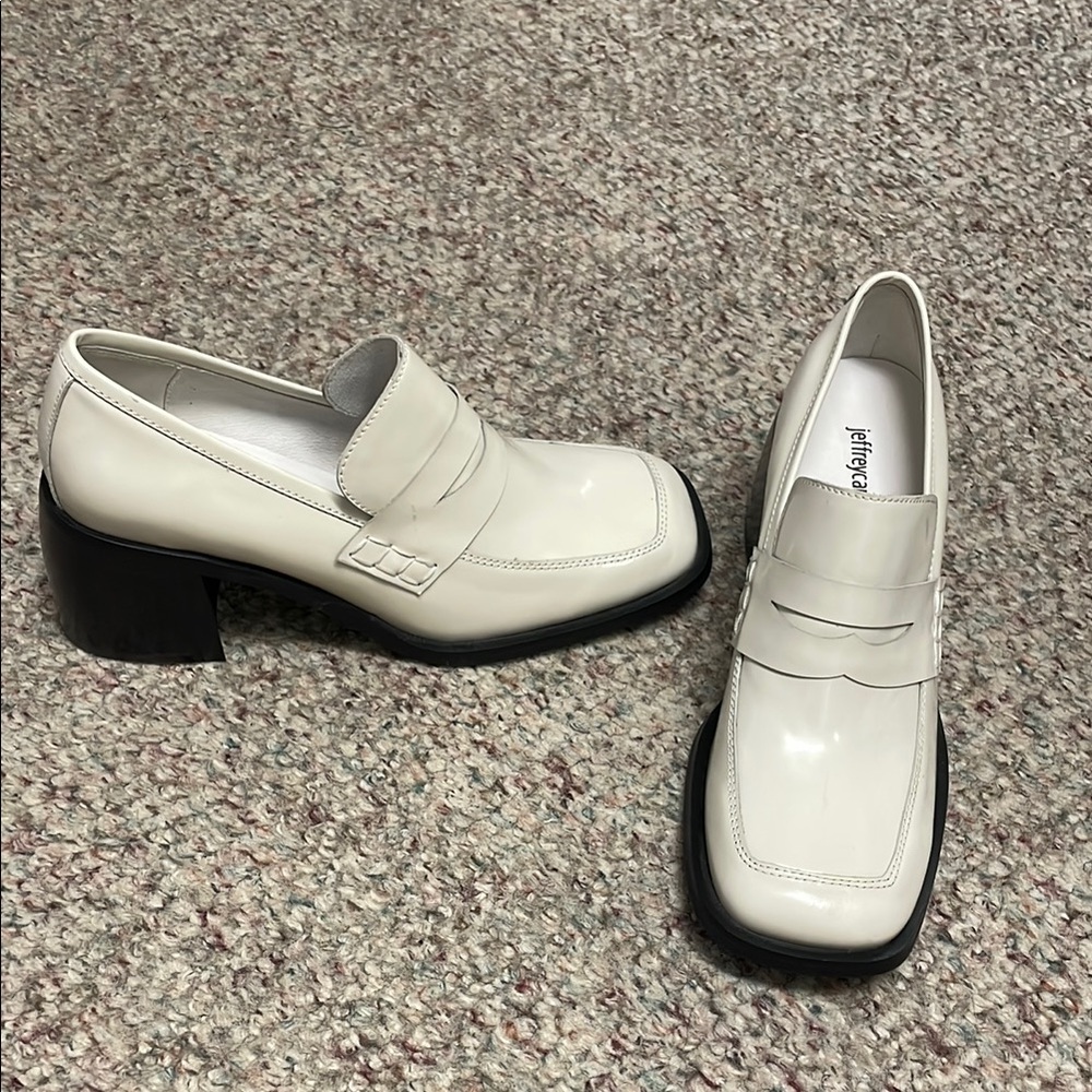 Jeffery Campbell new White leather heeled Loafers